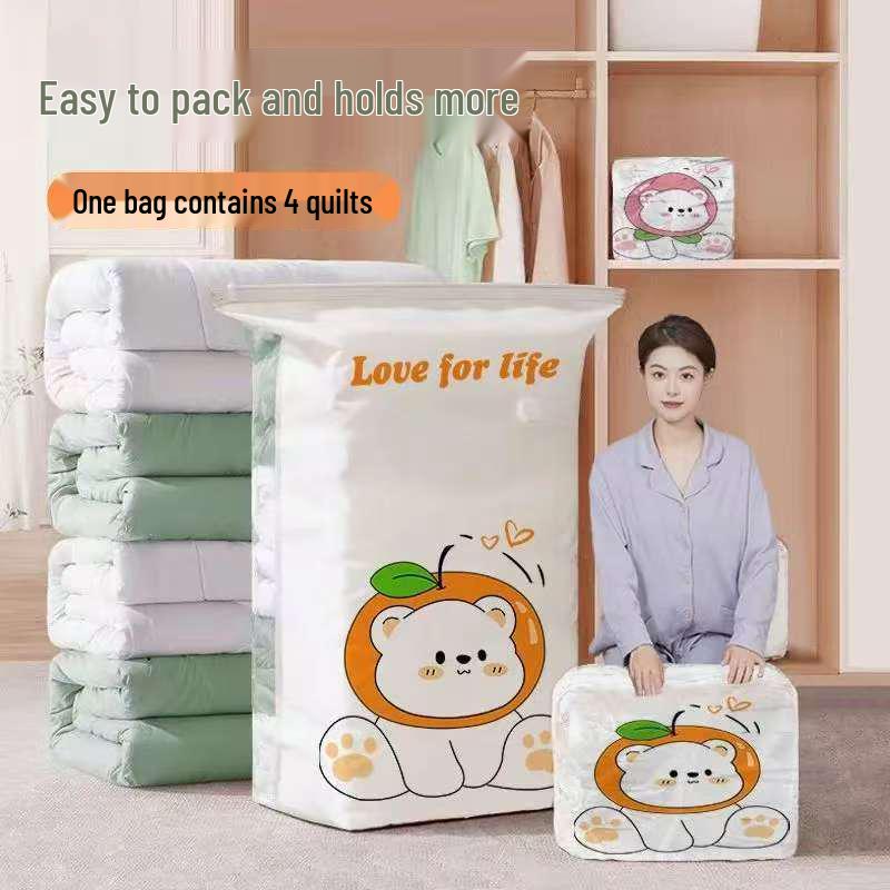 Vacuum Compression Storage Bags for Quilts & Clothes, No Pump Needed, Large Capacity, 3D Automatic Exhaust.