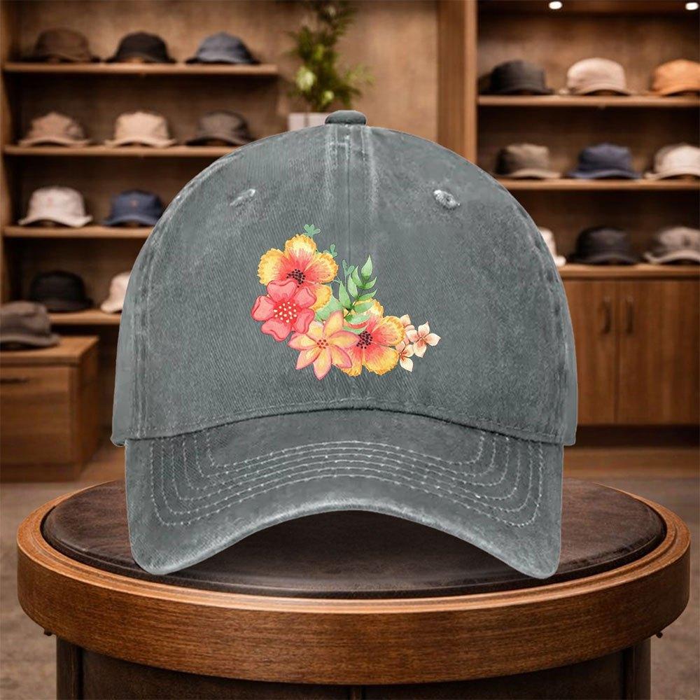 Mens Floral Botanical Vibrant Flower Baseball Cap Outdoor Fashion Adjustable Casual Hat Urban Style Lightweight Fashionable