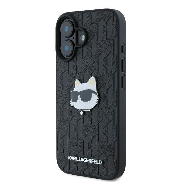 Karl Lagerfeld Klhcp16Spgklchpk Iphone16 6.1 Czarny/Black Hardcase Monogram Choupette Head Pin