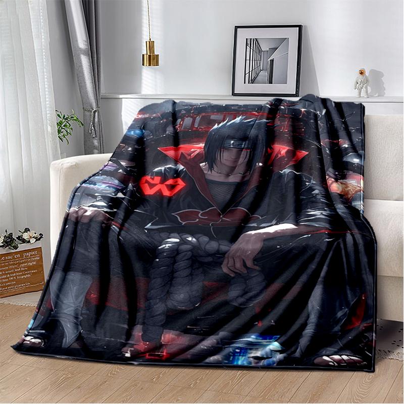 3D N-Naruto Cartoon Anime I-Itachi Flannel Blanket Soft Warm Throw Blanket for Bedroom Living Room Bed Travel Camping Picnic Kid