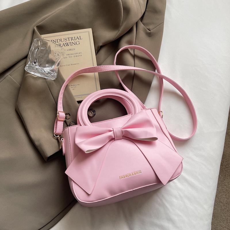 Premium bow portable small square bag women's fashion shoulder bag messenger bag