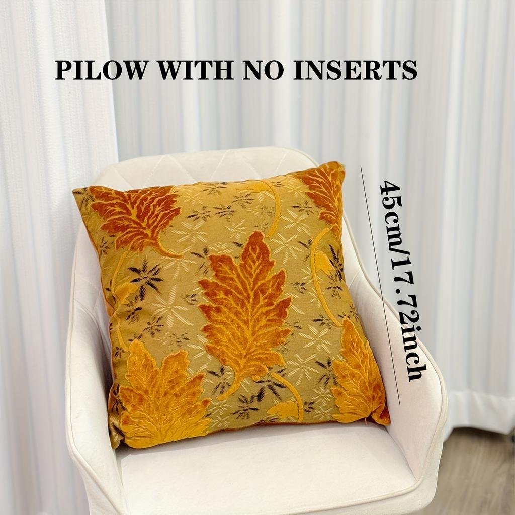 Double Sided Fall Maple Leaf Throw Pillow Cover Rustic Orange Botanical Print Decorative Cushion Case For Sofa Couch Home Decor