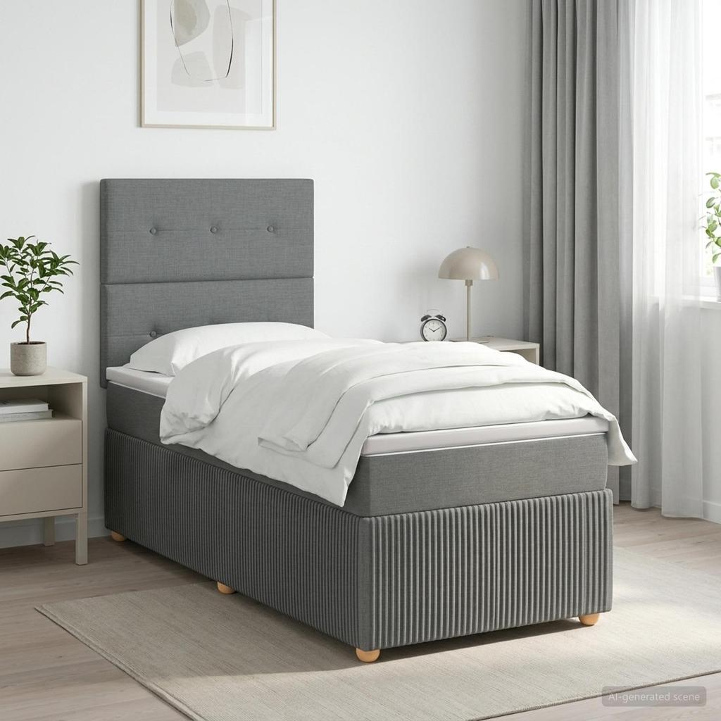 Box Spring Bed with Mattress Dark Gray 80 x 200 cm Fabric