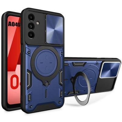 Hard Protective Case for Samsung Galaxy A04s - BOOLING - Metal Ring Holder - Navy Blue
