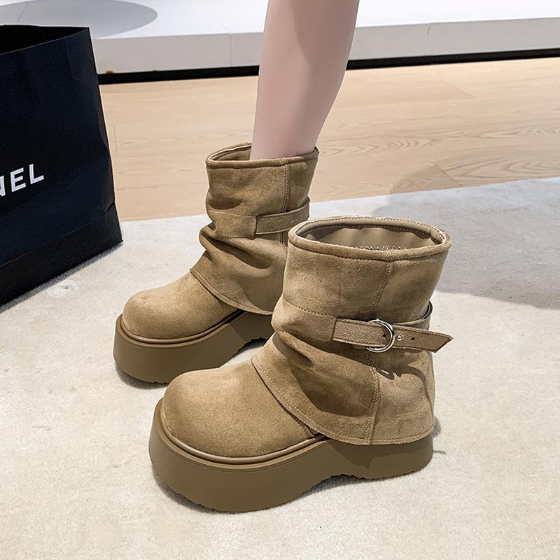 [Fanfna] Small man heightening trousers short boots women's 2025 autumn new muffin thick-soled western Martin boots