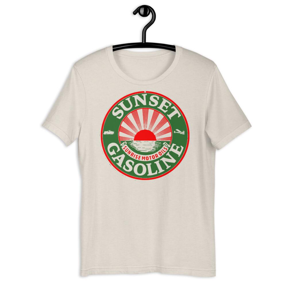 SUNSET GASOLINE Vintage Retro Porcelain Sign Art Short-Sleeve Unisex T-Shirt Unisex T-Shirt S