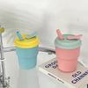 Water bottle Xiaohongshu high value dopamine water cup home office silicone straw cup children's cup heat-resistant and anti-drop