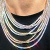 European & American Hip-Hop 4mm Tennis Chain Necklace - Unisex Alloy Jewelry