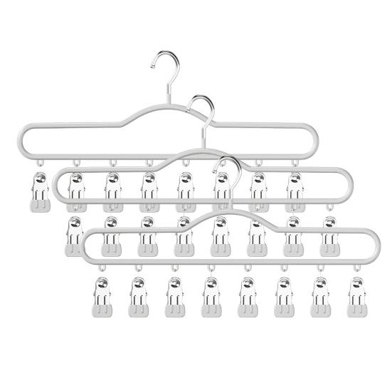 1/2/3Pcs Coat Hanger with 8 Clips Multi-Function Storage Hanger Space-Saving Hanging Wardrobe Organizer Jeans Skirts Scarves Belts Towels Accessories