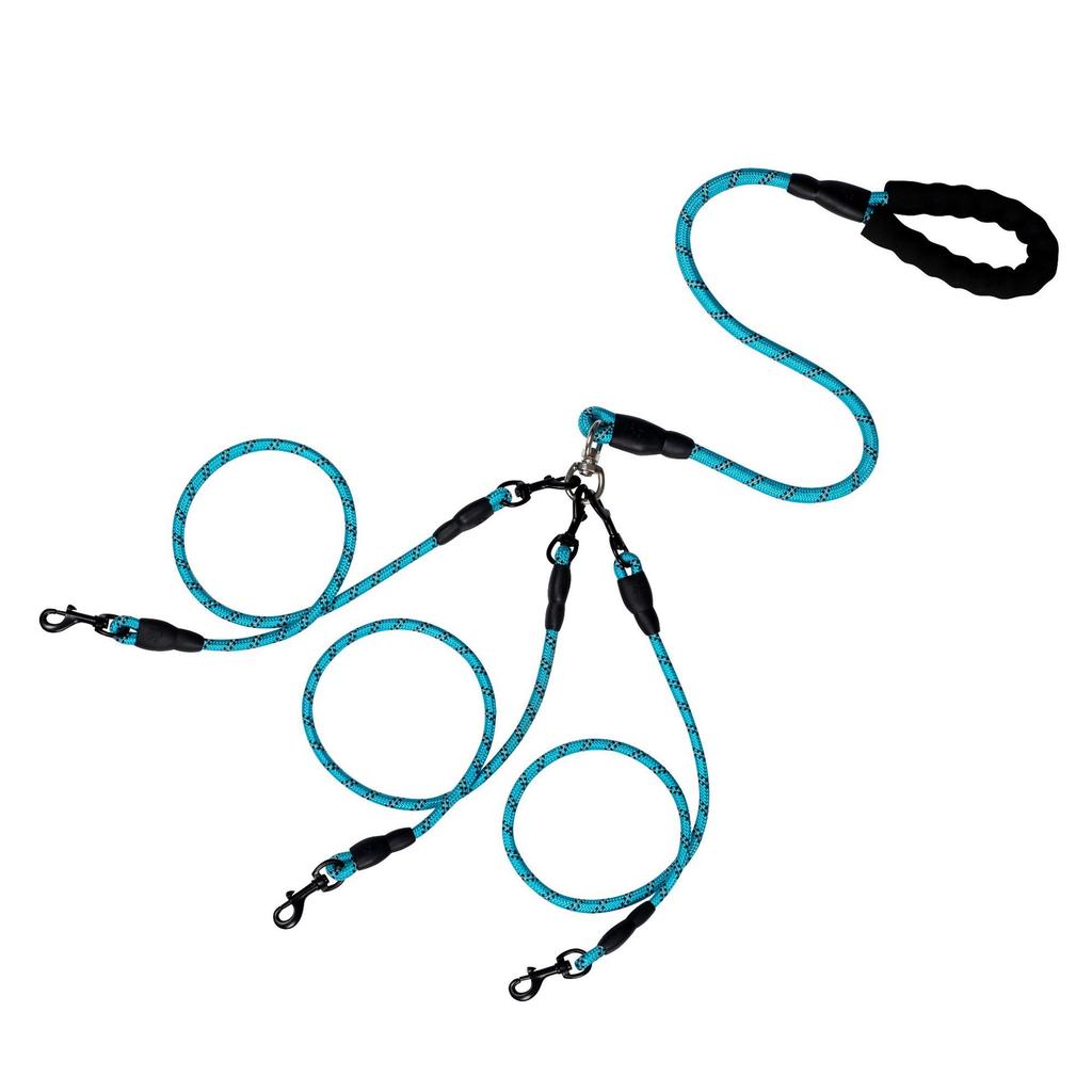 3 in 1 Reflective Multi Dog Leash Soft Foam Handle Anti Tangle Swivel Hook Heavy Duty Rope for Walking 3 Pets Together