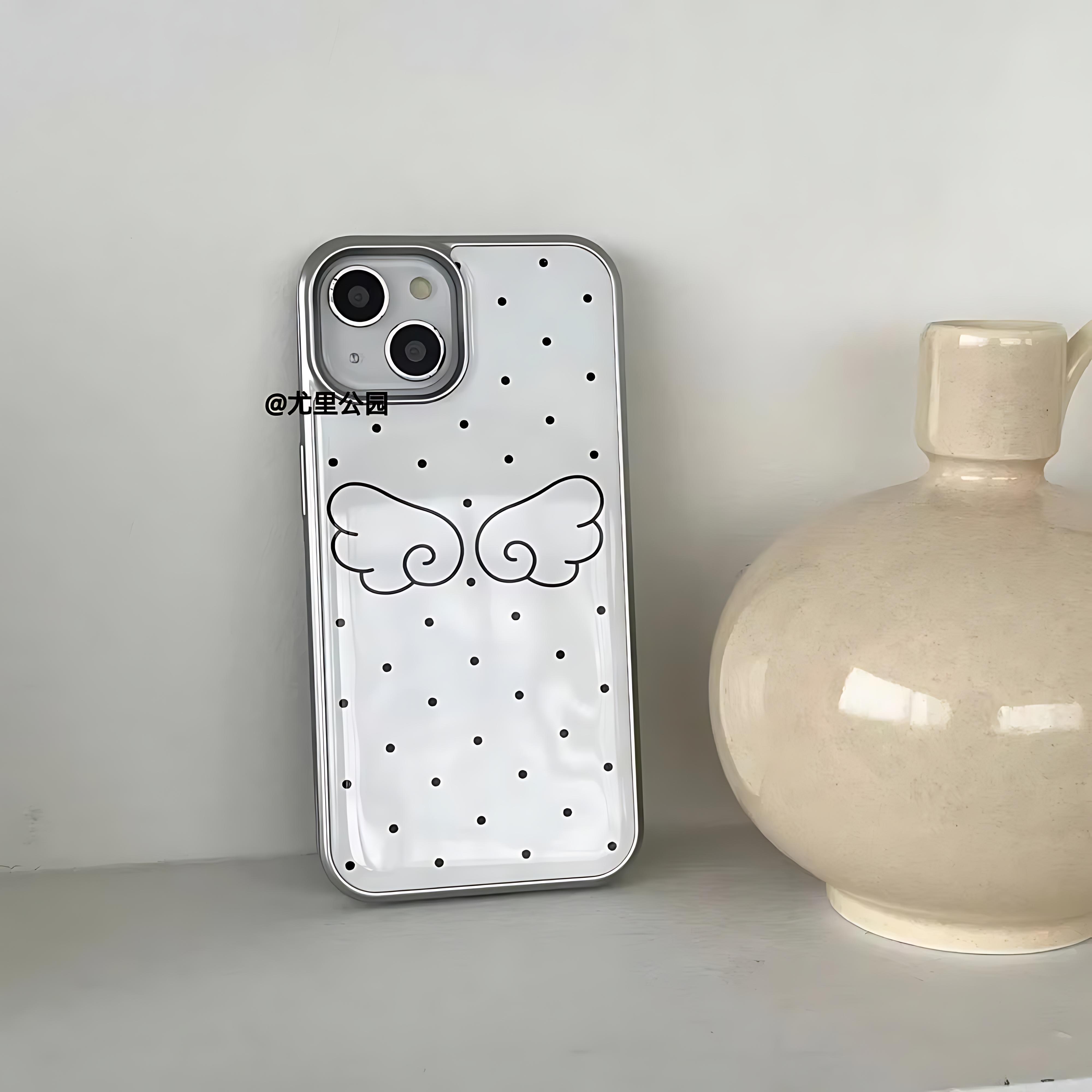 

ins Крылья Черно-белый горошек Чехол для телефона для iPhone 17 16e 16 15 14 13 12 11 Air Pro Max X XR 8 7 Plus Роскошная прозрачная крышка iPhone 11