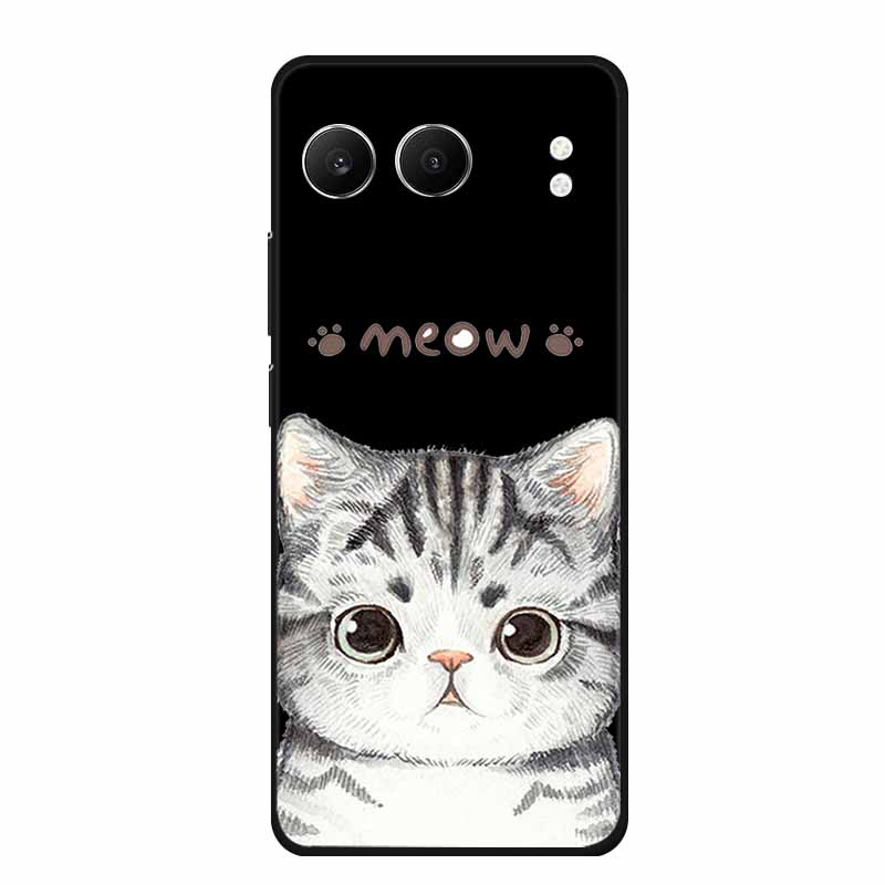 For OnePlus Nord 4 Back Cover Case Cute Cartoon Cat Black Silicone Soft Phone Cases For OnePlus Nord 4 Case Nord4 6.74" Capa Bag