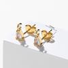 4/6PCS/lot 14K 18K Gold Color Brass with Zircon Drop Shaped Stud Earrings Fittings DIY Jewelry Making Findings