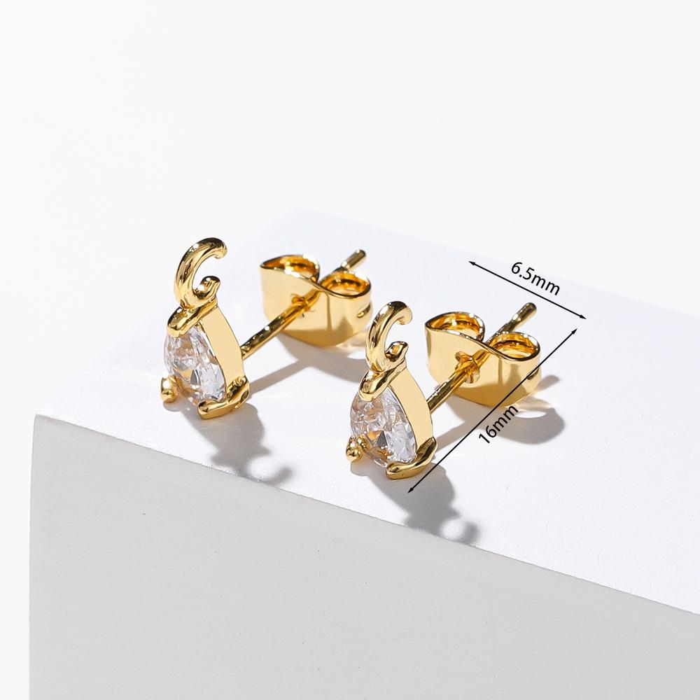 4/6PCS/lot 14K 18K Gold Color Brass with Zircon Drop Shaped Stud Earrings Fittings DIY Jewelry Making Findings