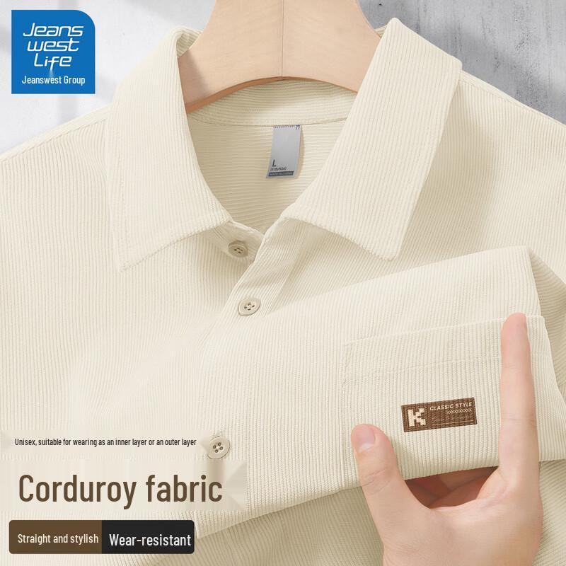 JEANSWEST LIFE Men s Corduroy Loose Fit Lapel Shirt M