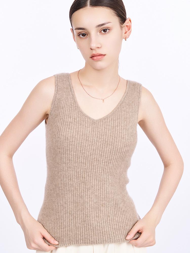 Damen Slim Fit Kaschmir-Camisole - Schmeichelhaftes ärmelloses Strickoberteil