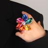 Rhinestone Water Drop Ring Colorful Adjustable Large Accessories Crystal Rings for Woman Luxury Free Shipping 2023