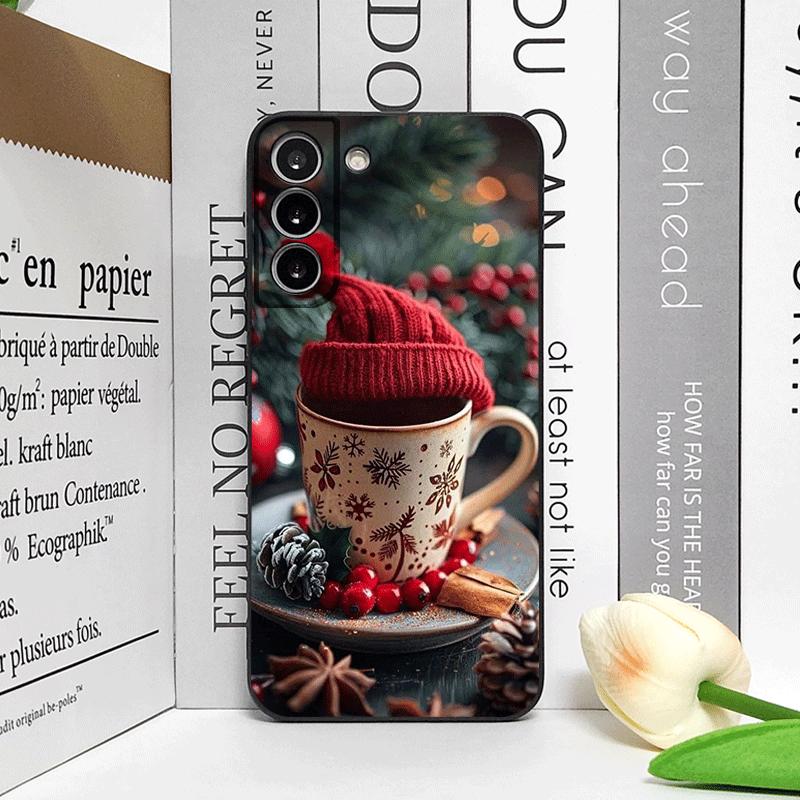 A Christmas Decoration Hot Coffe Cup Pattern Phone Case for Samsung Galaxy A56 A42 A14 A55 A16 A54 A36 A53 A52 A51 5G Soft Cover