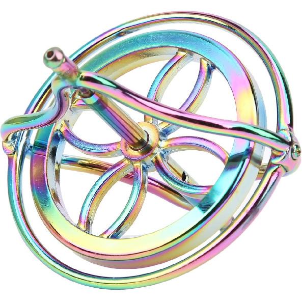 TOPINCN Alloy Gyroscope Toy Stress Relief Fingertip Toy for Adult withDecompression Bright Colorful Metal FrameDecompression Toy Adult Toy (Colorful)