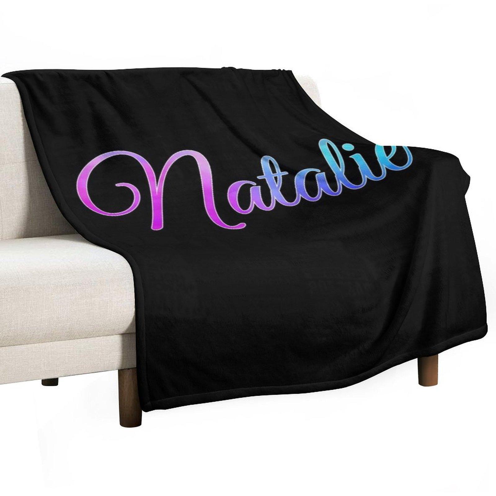 Natalie Personalized Name Birthday Tag Family Name Natalie Girl Custom Name First Last Throw Blanket Luxury Brand Warm Blankets 30x40in