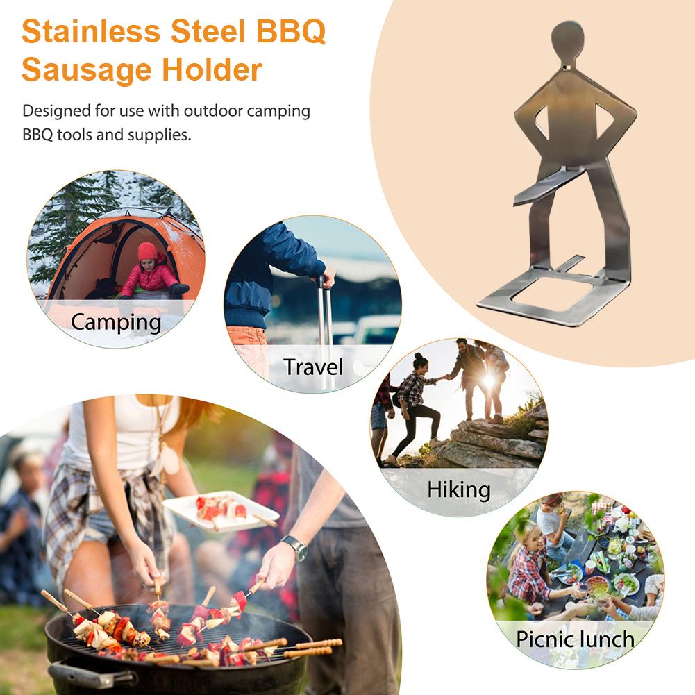 1-5 ks Zábavný držák na klobásy BBQ Rošt na pečení Nerezový stojan na klobásy pro kempování Venkovní piknik Kuchyňské grilovací příslušenství