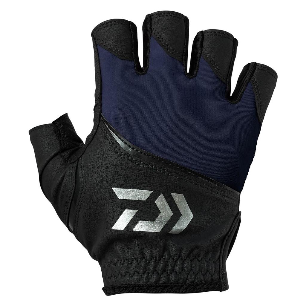 Daiwa Padded UV Protection Gloves, 5-Piece Cut, 25DG-2125, Navy, XL