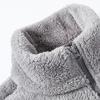 Women's Fuzzy Fleece Jacket Long Sleeve Zip Up Sherpa Coat Soft Stand Collar Fall Outerwear with Pockets