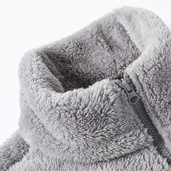 Women's Fuzzy Fleece Jacket Long Sleeve Zip Up Sherpa Coat Soft Stand Collar Fall Outerwear with Pockets