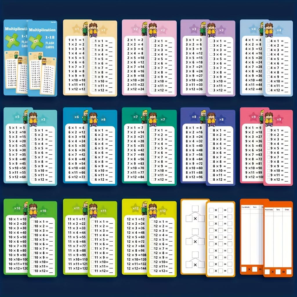 0-12 Multiplication Charts, Times Table Cards, Self Check Math Learning Tool, Mathematical Training, Teaching Aids