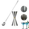 DFsucces 30ml/45ml Jigger Cup with Graduated Measuring Cup, Stainless Steel, for Bartenders, Cocktails, Whiskey, and More, Includes Bar Spoon (Set of