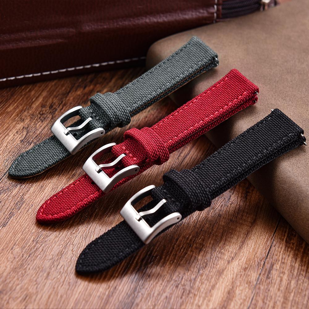 2025 Novo Pulseira de Lona de Nylon de Liberação Rápida de 18/20/22mm Para Samsung Galaxy Watch Huawei GT4 Pulseira de Couro Militar Vintage