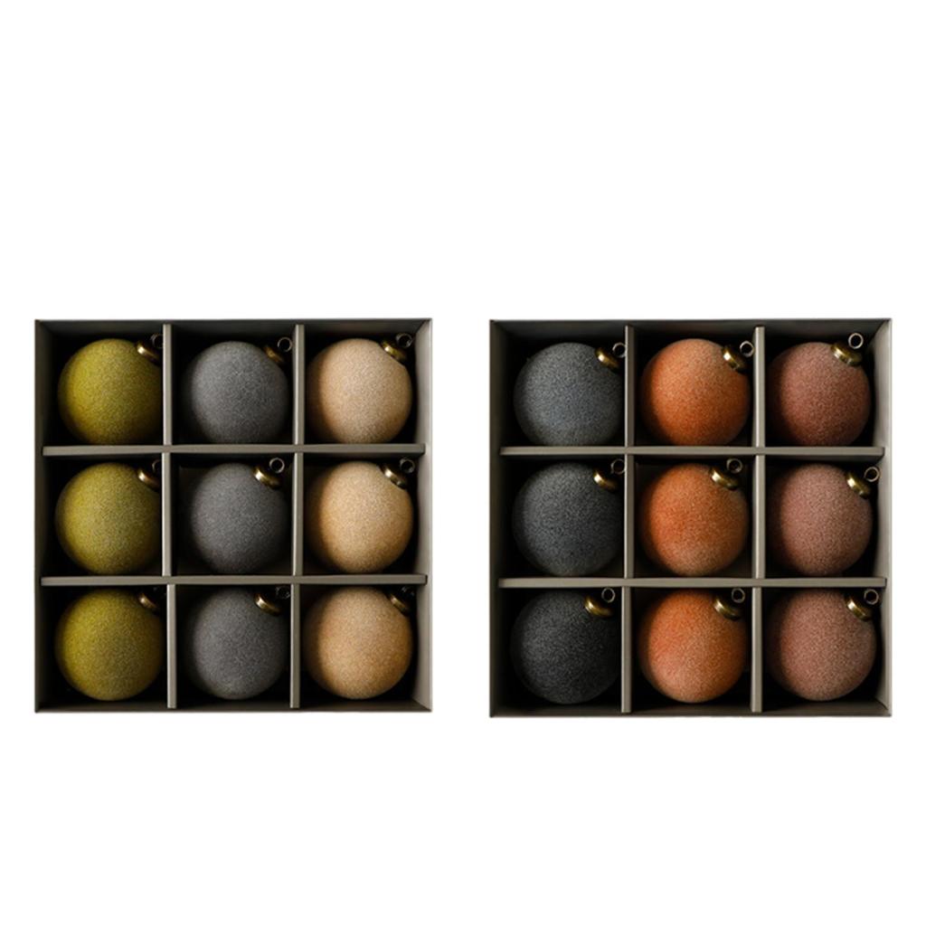 9Pcs Christmas Tree Ornaments Velvet Ball Sturdy 8cm Elegant Xmas Bulbs Decorations Set for Anniversaries Holiday Wall Party