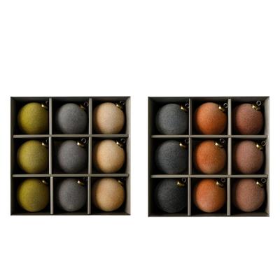 9Pcs Christmas Tree Ornaments Velvet Ball Sturdy 8cm Elegant Xmas Bulbs Decorations Set for Anniversaries Holiday Wall Party