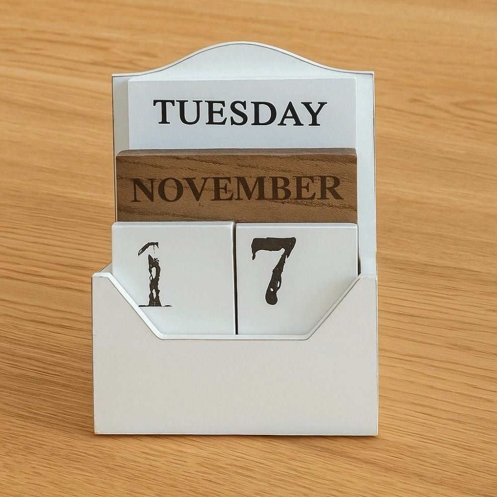 Aesthetic Desk Calendar Ornament Manual Date Display Ornament Wooden Perpetual Calendar  Room