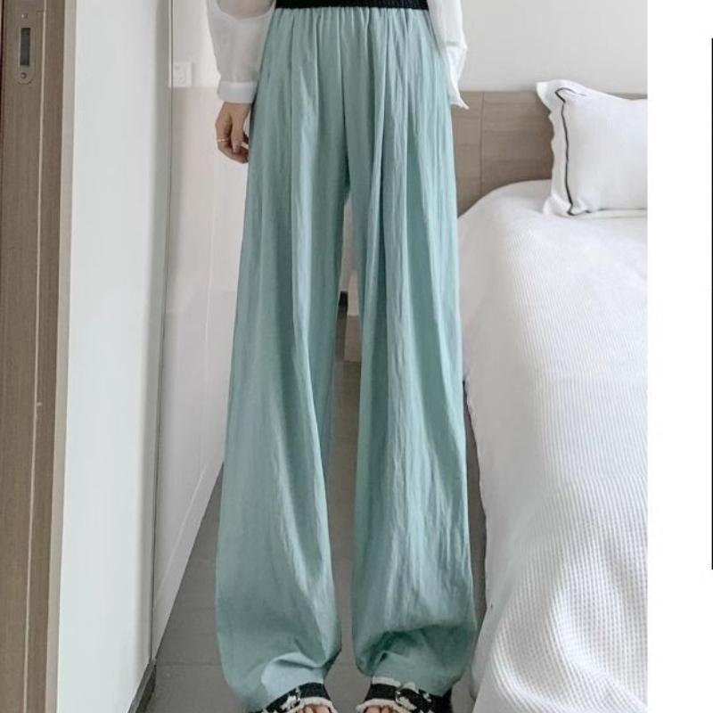 Apricot Color Ice Silk Wide-leg Pants for Women In Summer New Spring and Autumn High Waist Drooping Loose Casual Lazy Style Yamamoto Pants