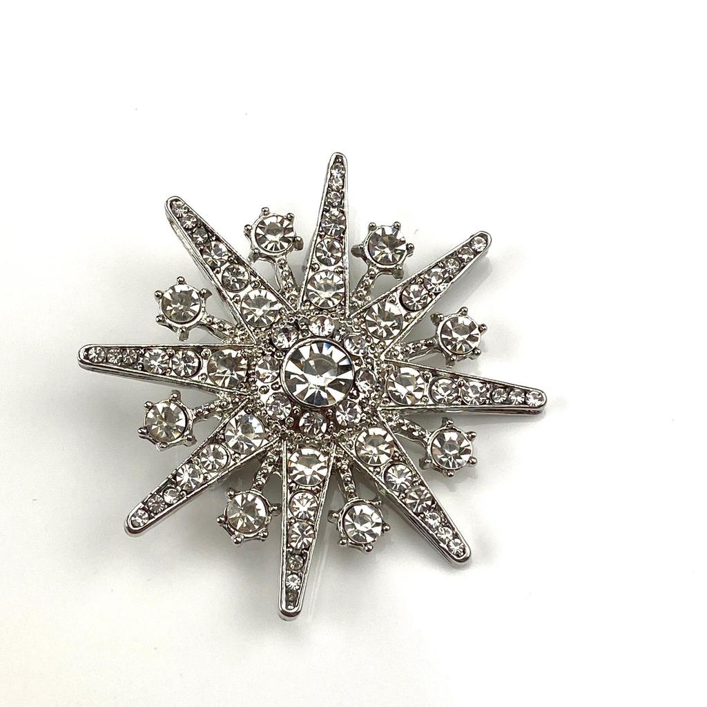 Gedi Star Brooch: Japanese & Korean Eight-Pointed Diamond Snowflake Pin for Women