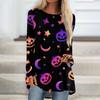 Women's Long Sleeve Round Neck Halloween Print Tunic T-Shirt for Casual Fall Fashion