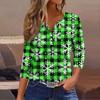 Women's Casual Fashion V-neck Loose Versatile Christmas Print Three-quarter Sleeve Top