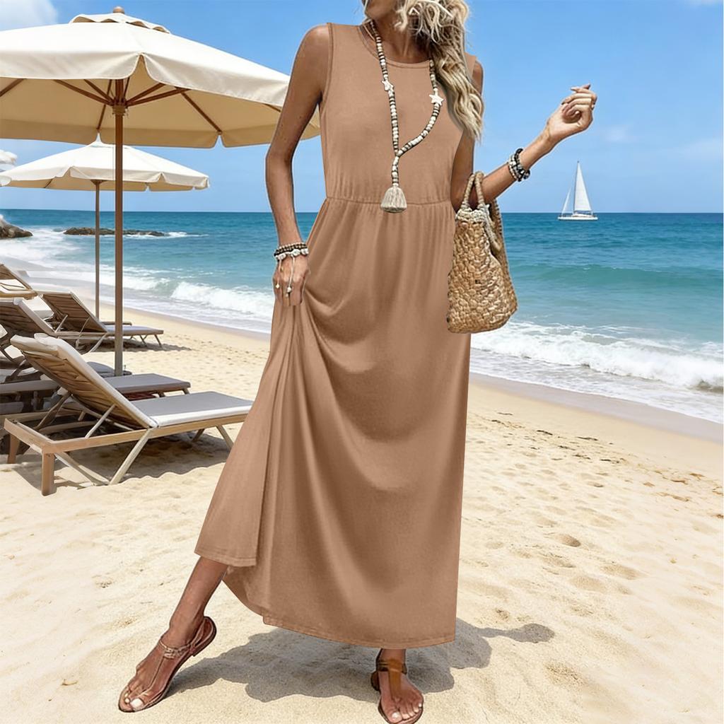 Summer Dresses For Women  Maxi Dresses Long Flowy A Line Sleeveless Sundresses With Pockets