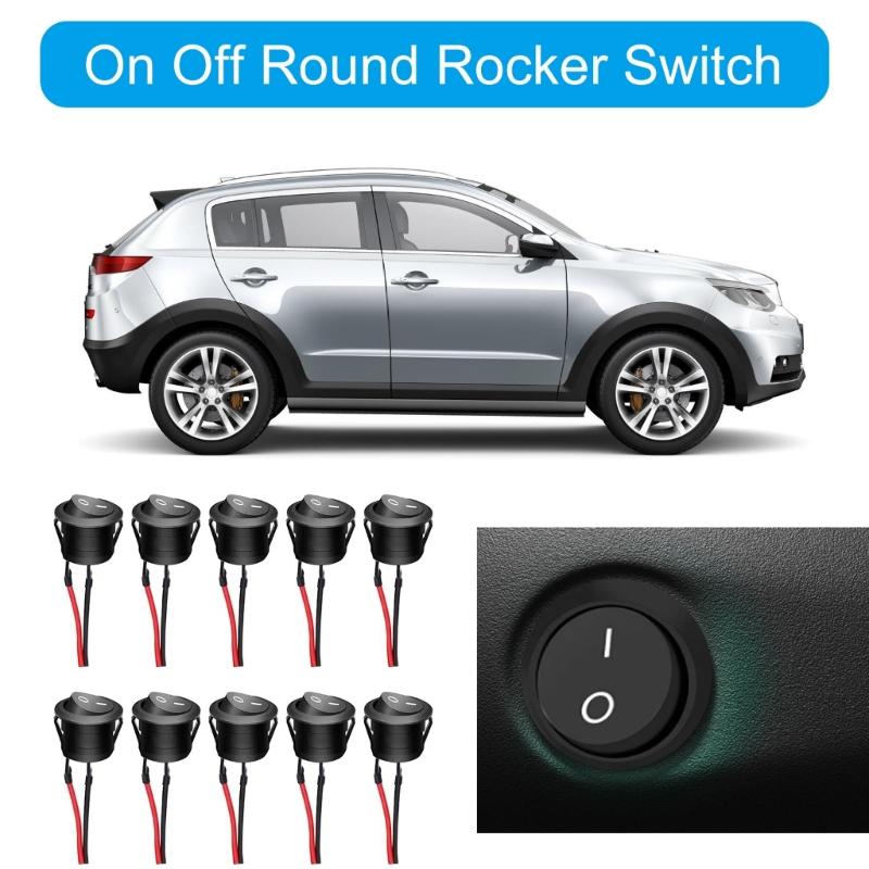 Round Rockers Switch,10Pcs Rockers Switch,12V Toggle Switch with Prewired Electrical Switches for Boats Car