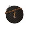Ysl Vinyle Gold Logo Chain Quilted Leather Small Round Crossbody Bag Women Bags Black 610436-1GF07-1000