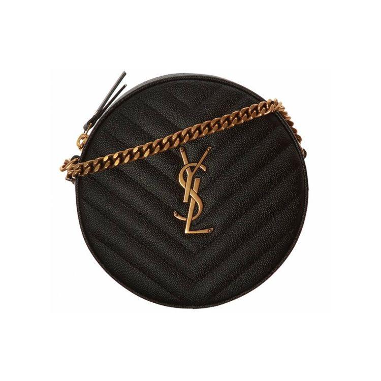 

Saint Laurent Ysl Vinyle Gold Logo Chain Quilted Leather Small Round Crossbody Bag Women Bags Black 610436-1GF07-1000 Basic Set (Bag+Dust Bag)