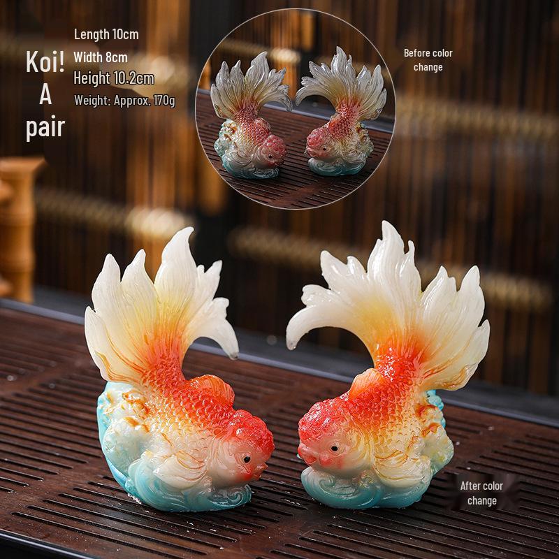 Color-Changing Arowana Tea Pet Ornament: Creative Goldfish Decor for Tea Table Display