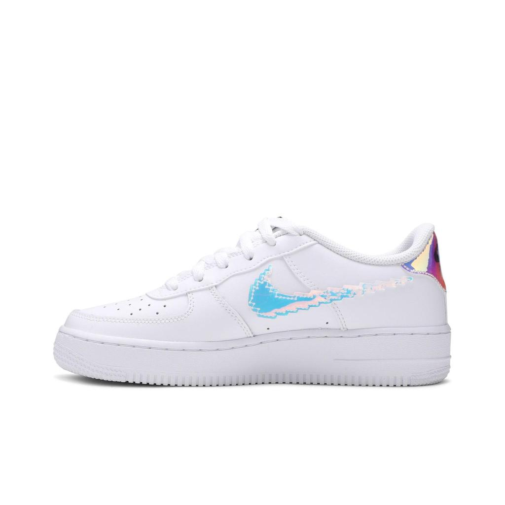 Nike Air Force 1 LV8 Grade School 'Digital Swoosh' (Unisex) White / Multi-Color / Black Kids' Skateboarding Shoes CW1577 100