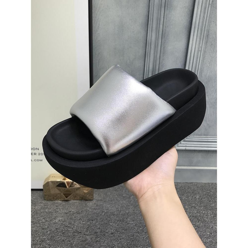 

Thick-soled Height-increasing Slippers for Women s Vacation, Cool Slippers, Open-toe Beach Shoes, and Sponge Shoes in 2025 35 серебряный