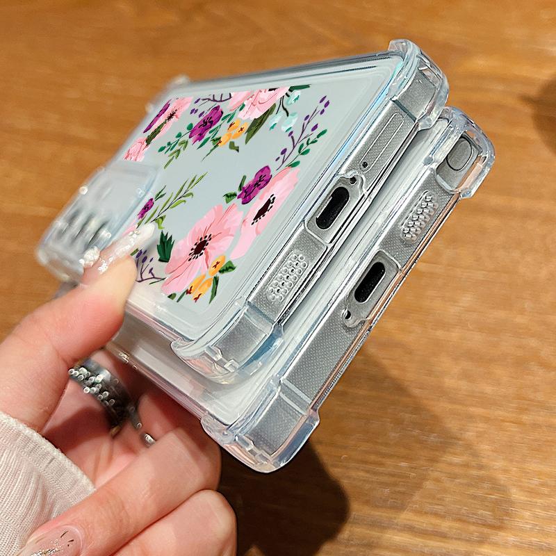 For Samsung S25 Ultra S24 FE S23 A56 A36 A16 A15 A55 A35 Case Shell Floral Pattern Clear Soft Silicone Lens Protection Shockproof Slim Phone Cover