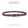 Mei Mary Belt, women's slim belt, ladies' minimalist narrow belt for women's jeans, genuine leather alloy pin buckle