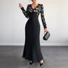New Style Party Date Sexy Retro Style V-neck Lace Patchwork Long Sleeved Dress