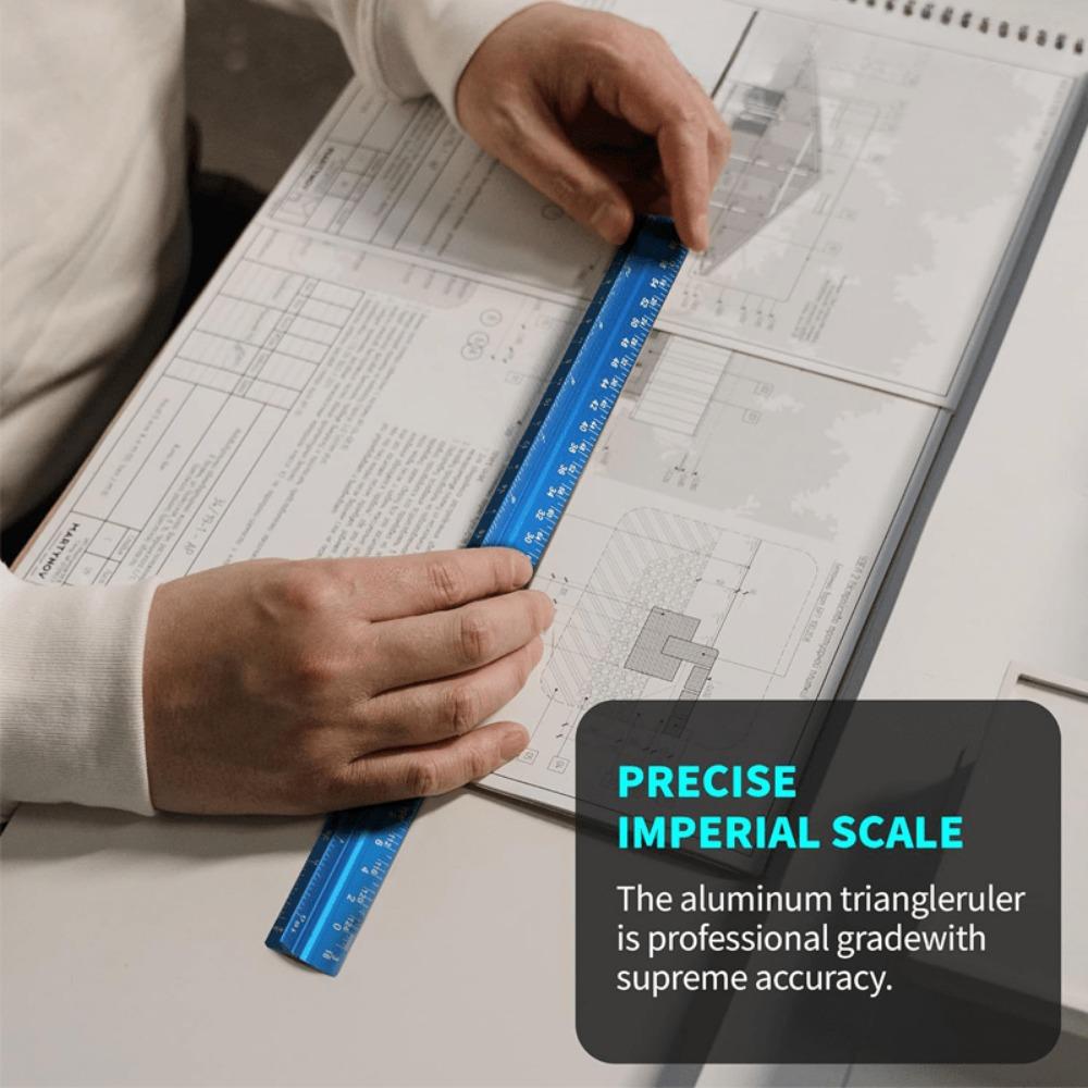 1pc Aluminum Triangular - Professional Architectural Scale Ruler for Blueprints & Designs, Durable Metal Drafting Tool