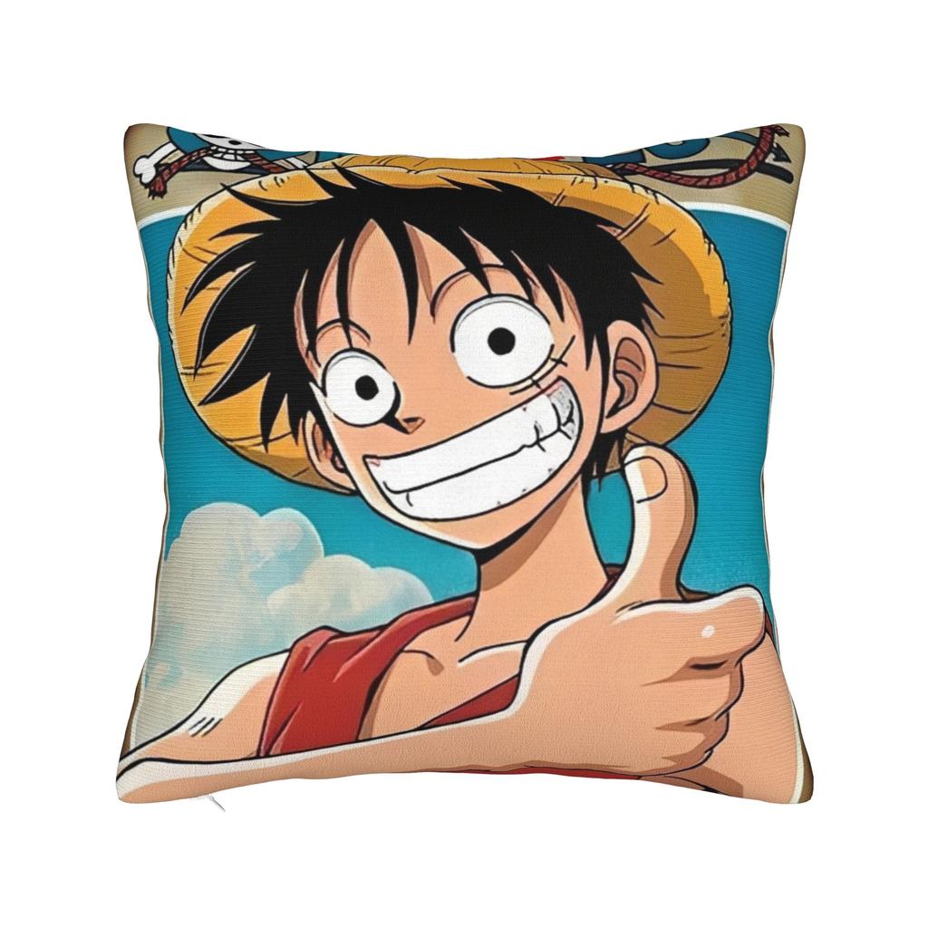 Luffy Anime Cool Luffy Square Pillow Cases Retro Anime Manga Cushion Covers Customized Zipper Decor Pillowcase for Sofa Xcm